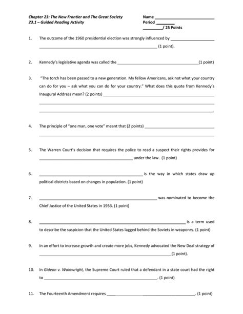 The New Frontier And Great Society Guided Reading Answers PDF