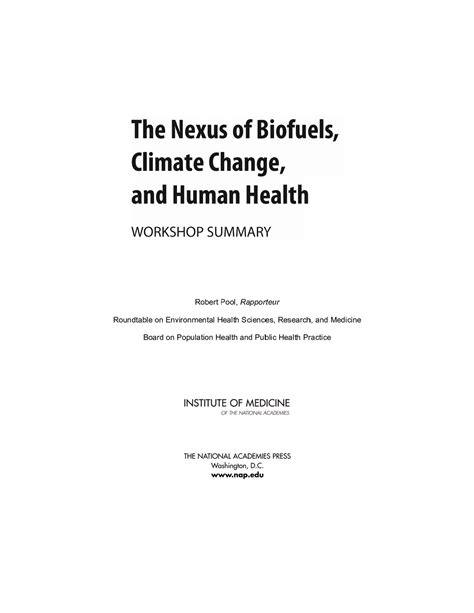 The Nexus of Biofuels Climate Change and Human Health Workshop Summary PDF