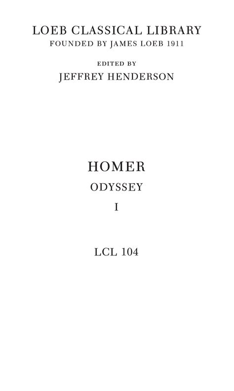 The Odyssey I Loeb Classical Library Number 104 Doc