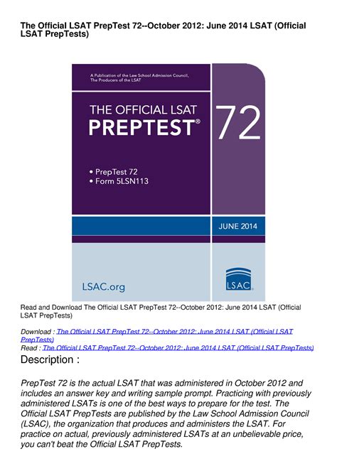 The Official LSAT PrepTest 73 Official LSAT PrepTests PDF