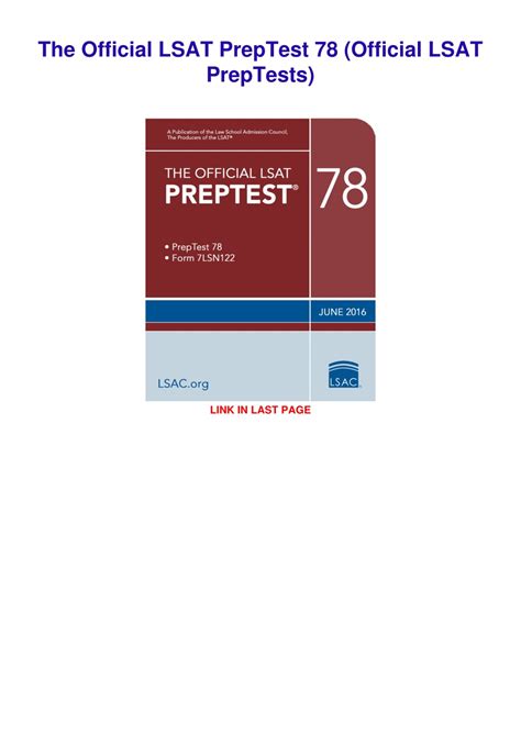 The Official LSAT PrepTest 78 Official LSAT PrepTests PDF