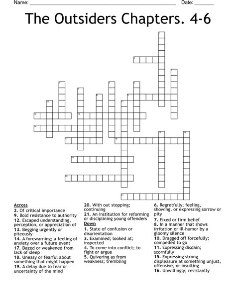 The Outsiders Crossword Answers Doc