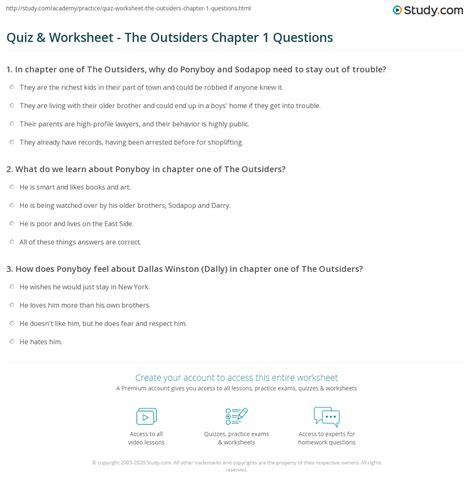 The Outsiders Questions And Answers Chapter 1 Kindle Editon