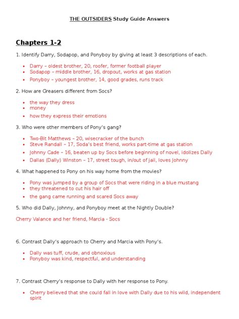 The Outsiders Review Questions And Answers Doc