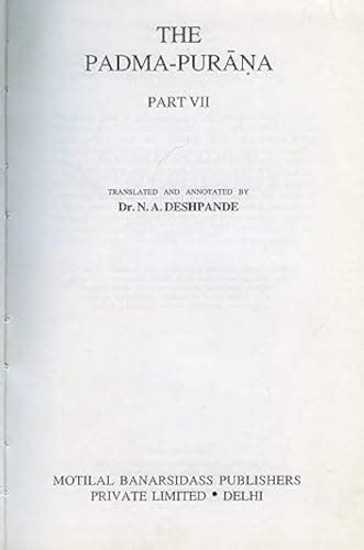The Padma Purana Part 7 1st Edition Doc