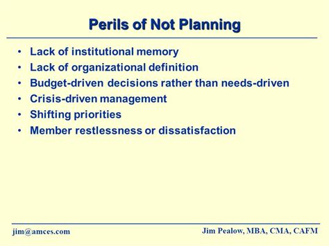 The Perils of Planning