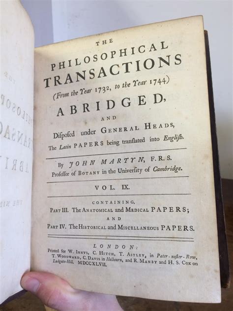 The Philosophical Transactions (from the Year 1732 to the Year 1744) Abridged and Disposed Under Gen Reader