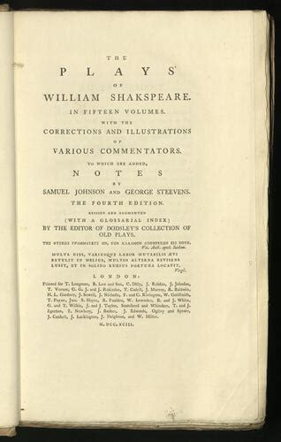 The Plays of William Shakspeare with the Corrections and Illustrations of Various Commentators to Which Are Added Notes by Samuel Johnson and with a Glossarial Index of 23 Volume 14 Kindle Editon