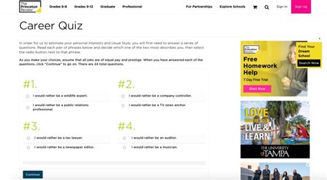 The Princeton Review's Career Quiz