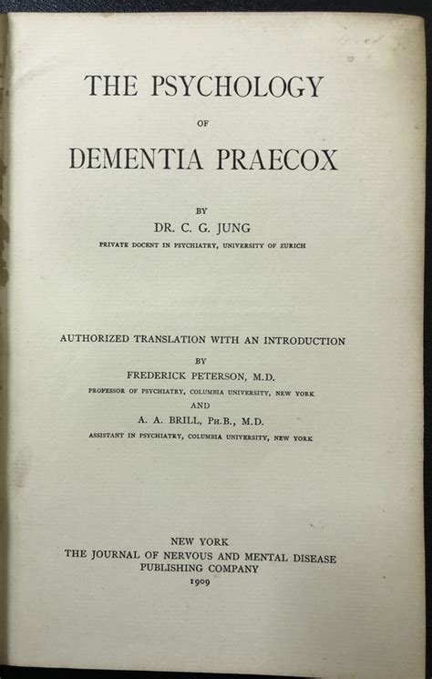 The Psychology Of Dementia Praecox Primary Source Edition Reader
