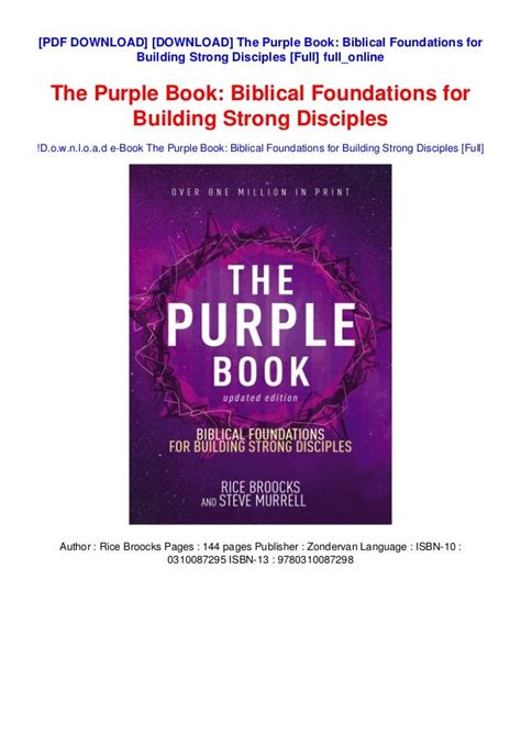 The Purple Book Updated Edition Biblical Foundations for Building Strong Disciples Reader