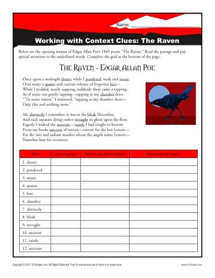 The Raven Worksheet Answers PDF