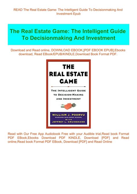 The Real Estate Game: The Intelligent Guide To Decisionmaking And Investment PDF