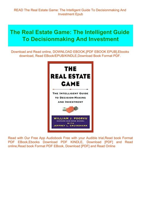 The Real Estate Game: The Intelligent Guide To Decisionmaking And Investment PDF