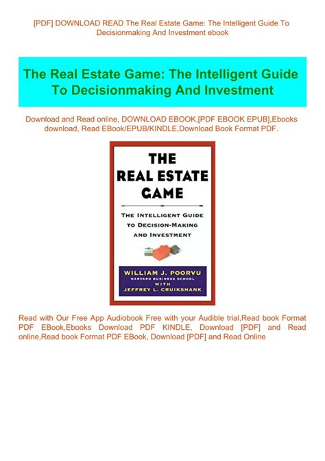 The Real Estate Game: The Intelligent Guide To Decisionmaking And Investment Ebook PDF