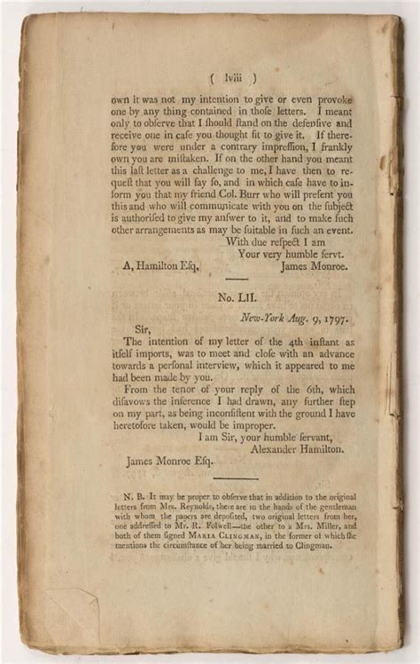 The Reynolds Pamphlet Observations on Certain Documents Contained in The History of the United States for 1796 in which the Charge of Speculation Against Alexander Hamilton is Fully Refuted Doc