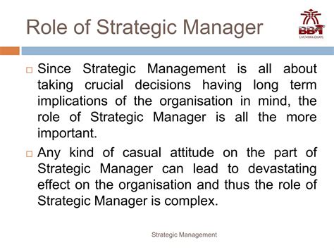 The Role of a Tactical Manager