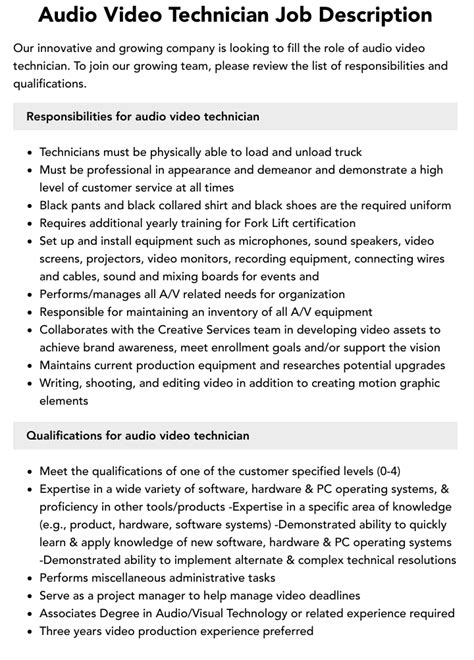 The Role of an Audio and Video Technician