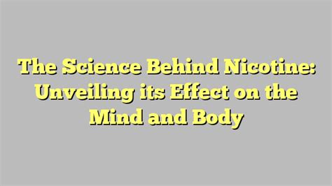 The Science Behind Nicotine and Focus