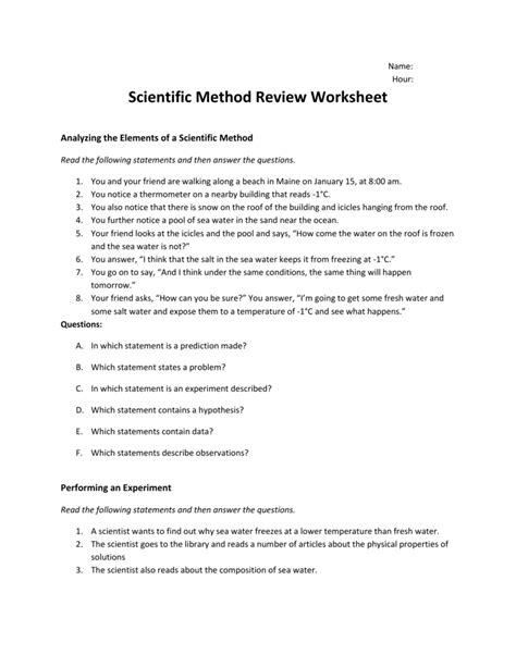 The Scientific Method Worksheet Answers Reader