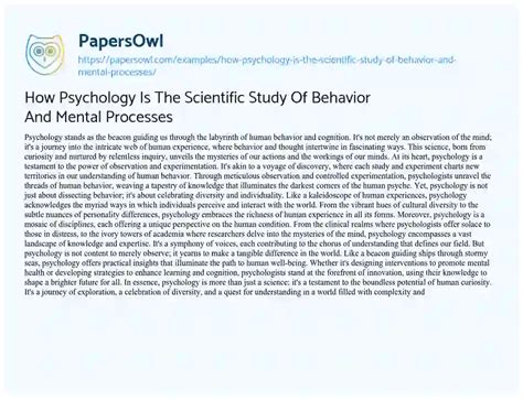 The Scientific Study of Behavior and Mental Processes: Unveiling the Enigma of the Human Mind