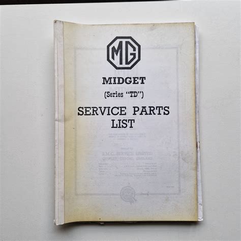 The Service Parts List for the MG Midget (PA and PB Type) Ebook PDF