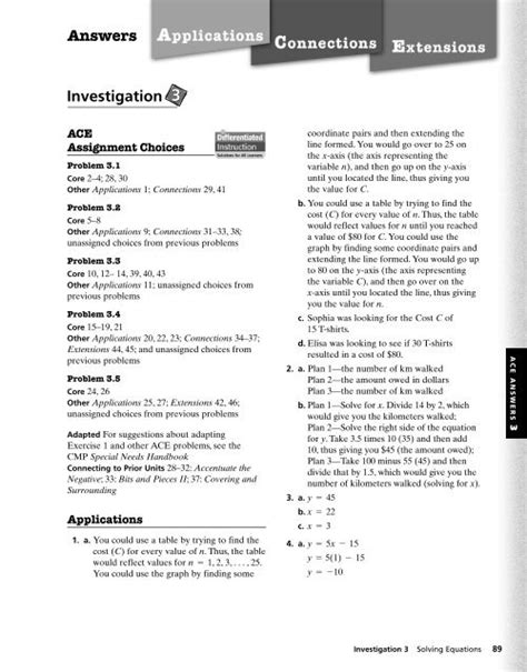 The Shapes Of Algebra Investigation 3 Answers Reader