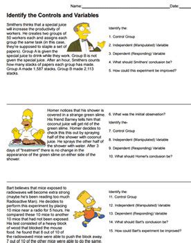 The Simpsons Identify Controls And Variables Answer Key Reader