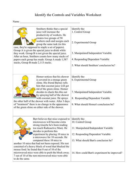 The Simpsons Variables Worksheet Answers Epub