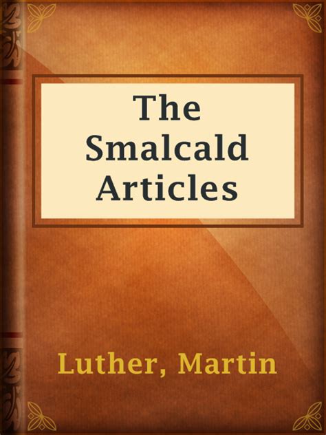 The Smalcald Articles Epub