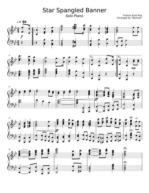 The Star-Spangled Banner for Piano Solo Reader