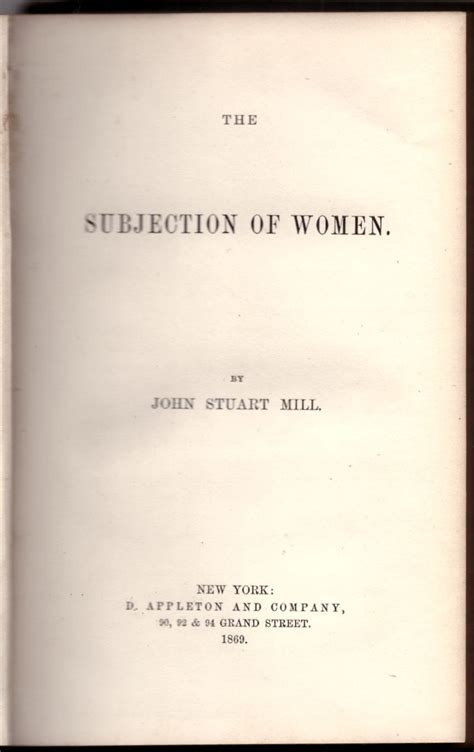 The Subjection Of Women Primary Source Edition Reader