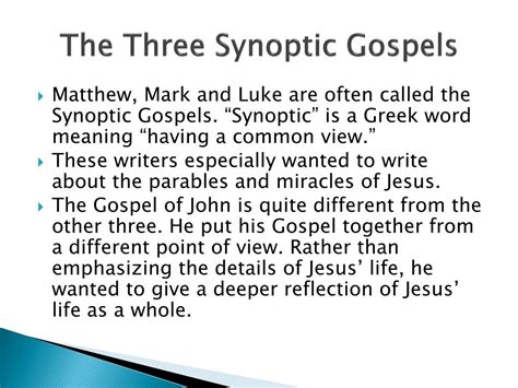 The Synoptic Gospels: Illuminating Jesus' Life and Ministry