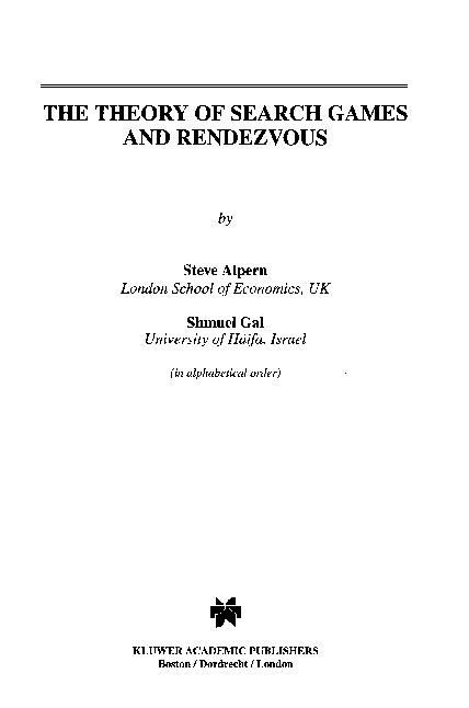 The Theory of Search Games and Rendezvous PDF