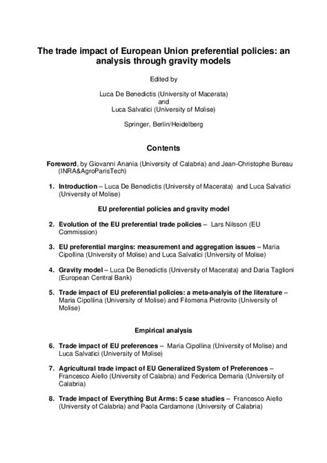 The Trade Impact of European Union Preferential  Policies An Analysis Through Gravity Models Kindle Editon