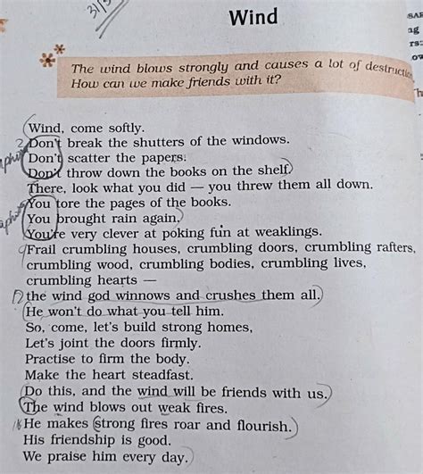 The Tree in the Wind Poem Answer Key
