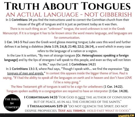 The Truth About Tongues A Study of 1 Corinthians 138-1440 Reader