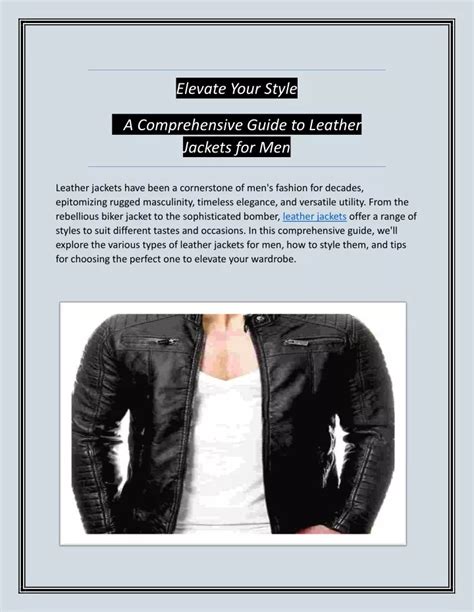 The Ultimate Guide to Black Leather Jackets: Elevate Your Style and Embody Badassery