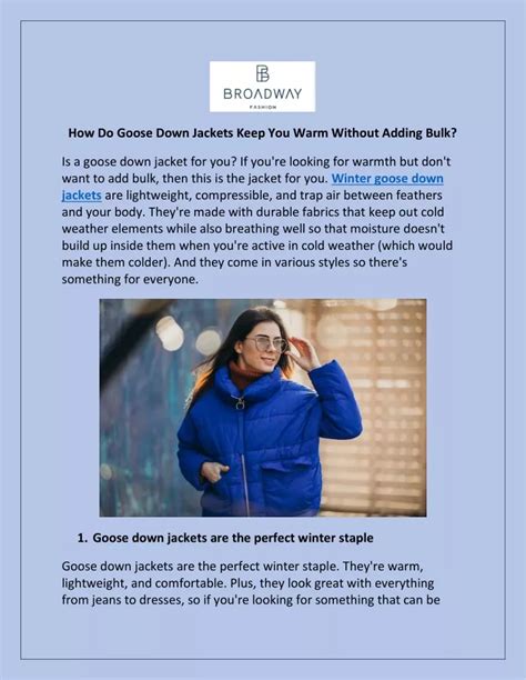 The Ultimate Guide to Goose Down Jackets: Stay Warm and Stylish