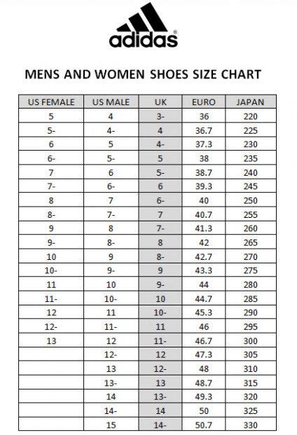 The Ultimate Guide to Understanding the adidas Shoe Size Chart