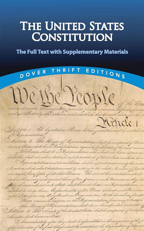 The United States Constitution The Full Text with Supplementary Materials Dover Thrift Editions Doc
