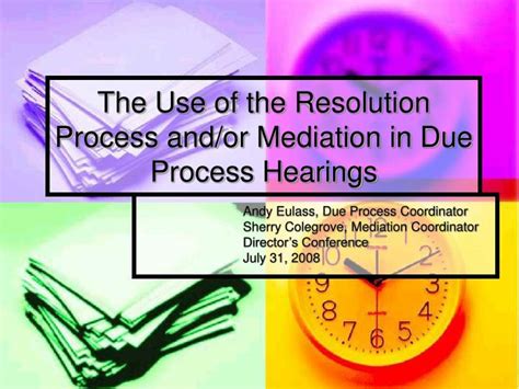 The Use Of Resolution Process In Due Hearings Reader