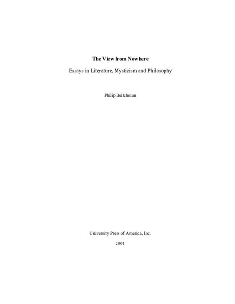 The View from Nowhere Essays in Literature PDF