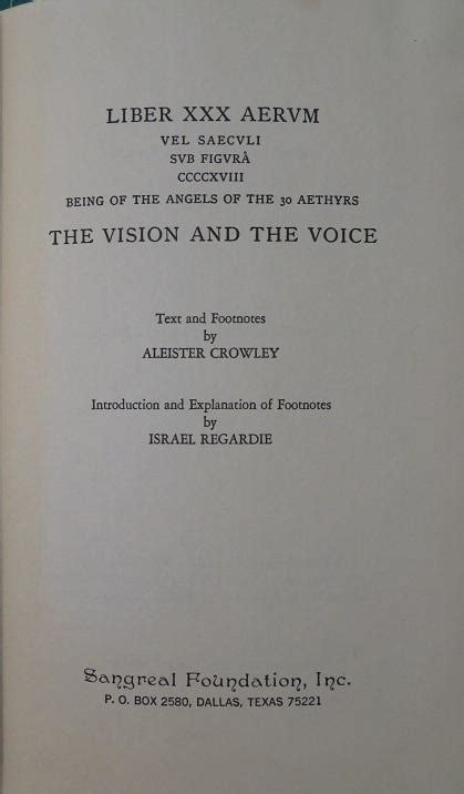 The Vision and the Voice Liber XXX Aerum Vel Saeculi Sub Figura CCCCXVIII Being of the Angels of the 30 Aethyrs Epub