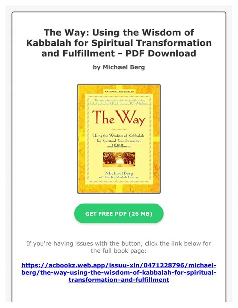 The Way: Using the Wisdom of Kabbalah for Spiritual Transformation and Fulfillment PDF