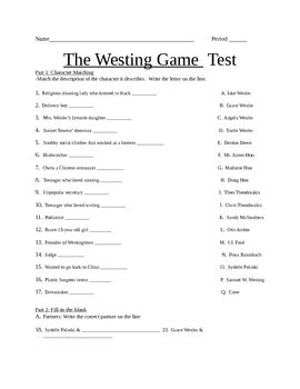 The Westing Game Test With Answer Doc