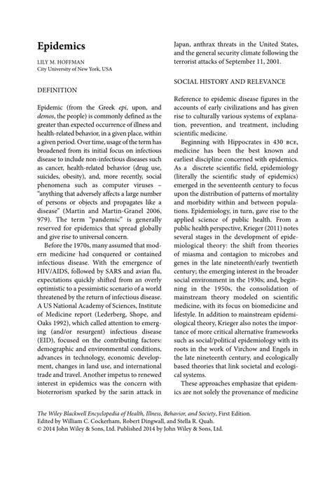 The Wiley-Blackwell Encyclopedia of Health, Illness, Behavior and Society Doc