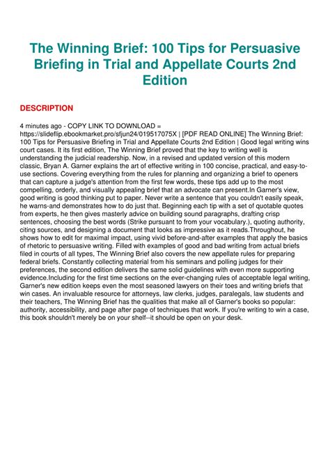 The Winning Brief 100 Tips for Persuasive Briefing in Trial and Appellate Court Kindle Editon