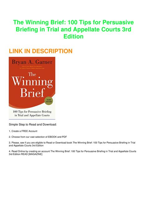 The Winning Brief 100 Tips for Persuasive Briefing in Trial and Appellate Courts Reader