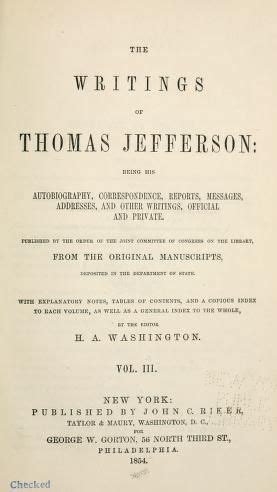 The Writings of Thomas Jefferson Correspondence Reports and opinions while secretary of state Doc